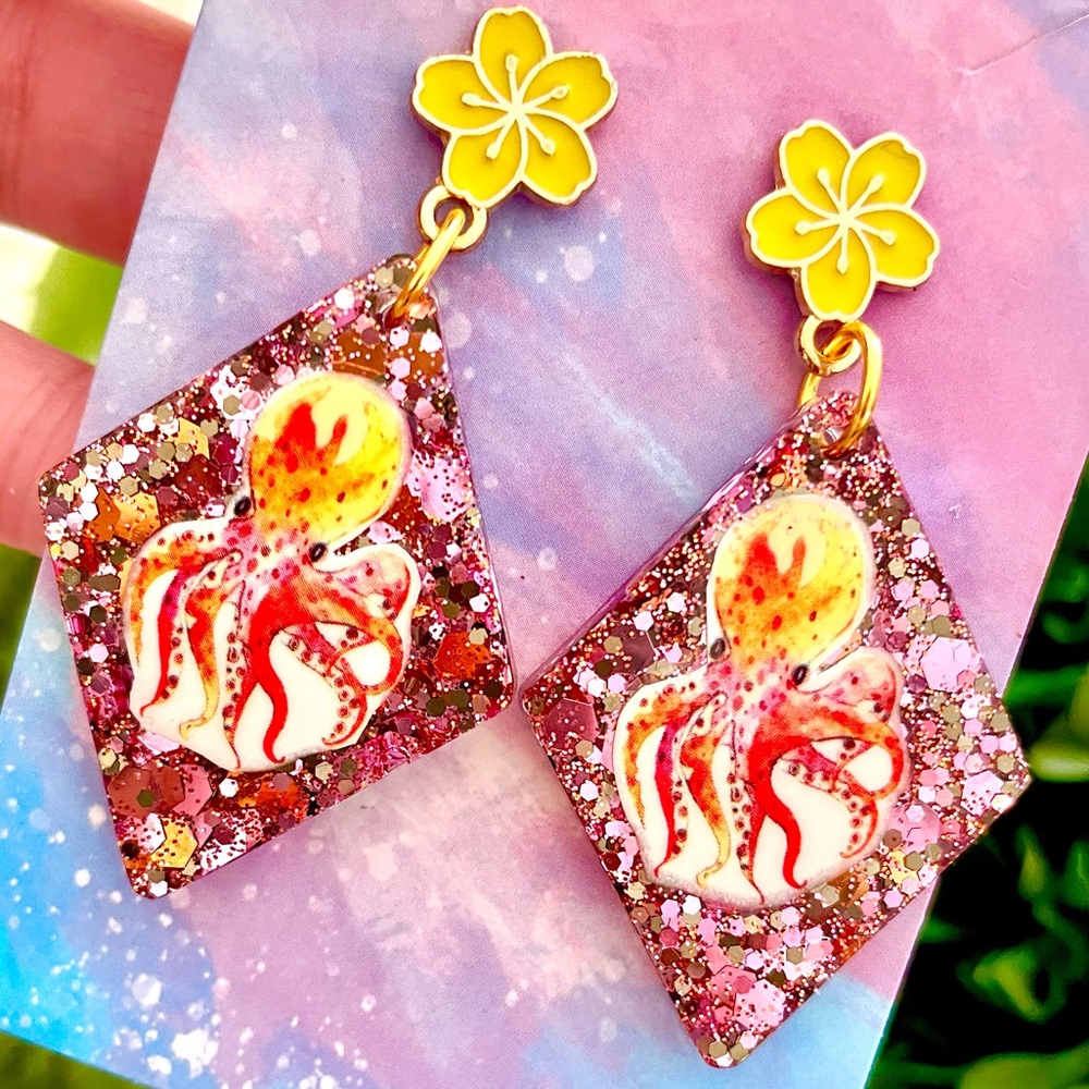 Octopus Acrylic Dangle Earrings